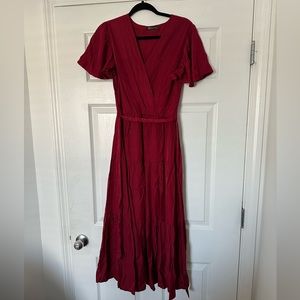 Faux wrap midi dress
